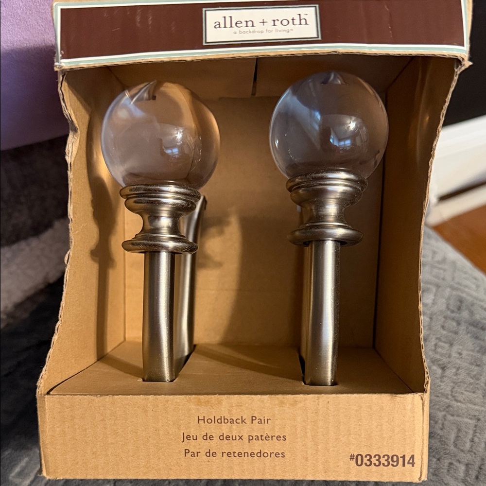 allen+roth Glass Ball Holdback Pair in Brushed Nickel